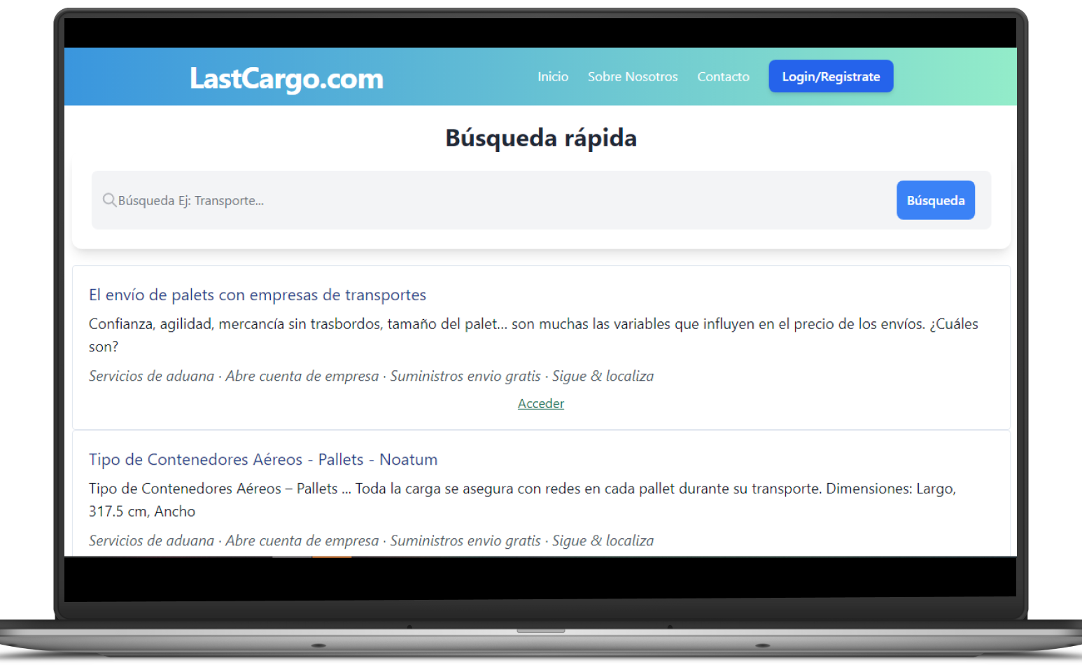 Landing page lastcargo